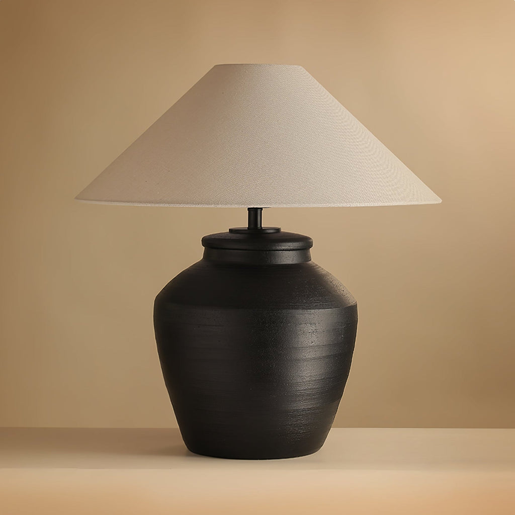 Rustic Black Ceramic Table Lamp