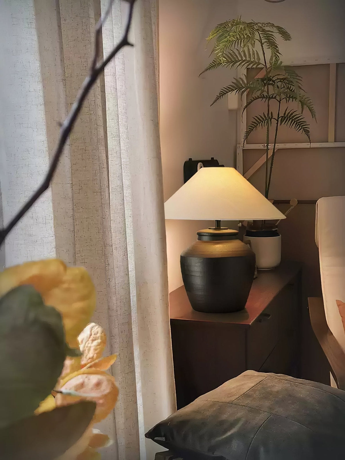 Rustic Black Ceramic Table Lamp