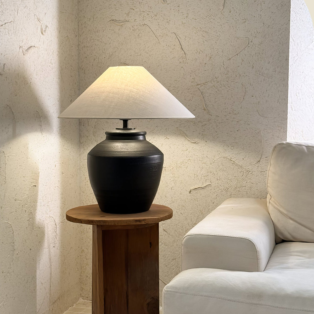Rustic Black Ceramic Table Lamp