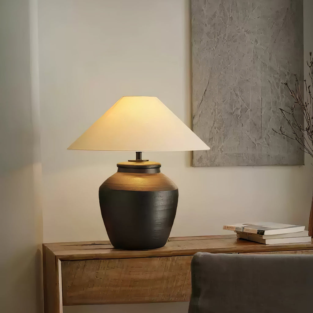 Rustic Black Ceramic Table Lamp