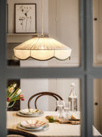 Sage Pleated Linen Pendant Lamp