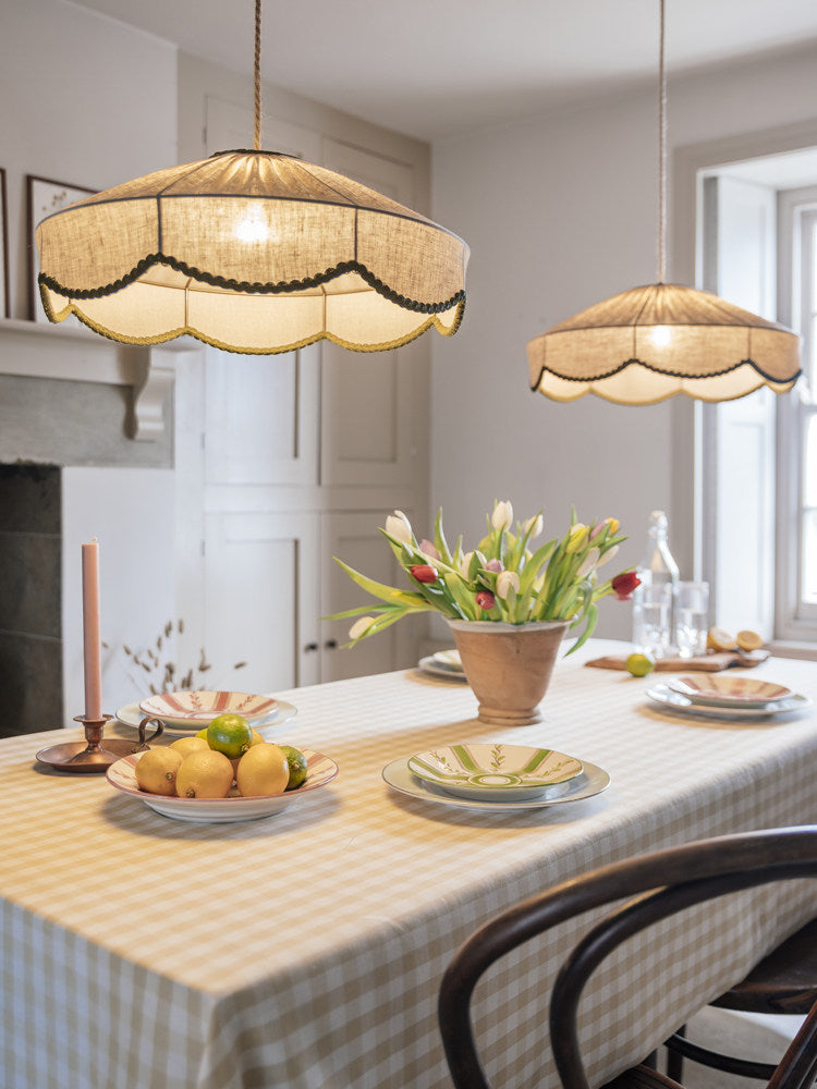 Sage Pleated Linen Pendant Lamp