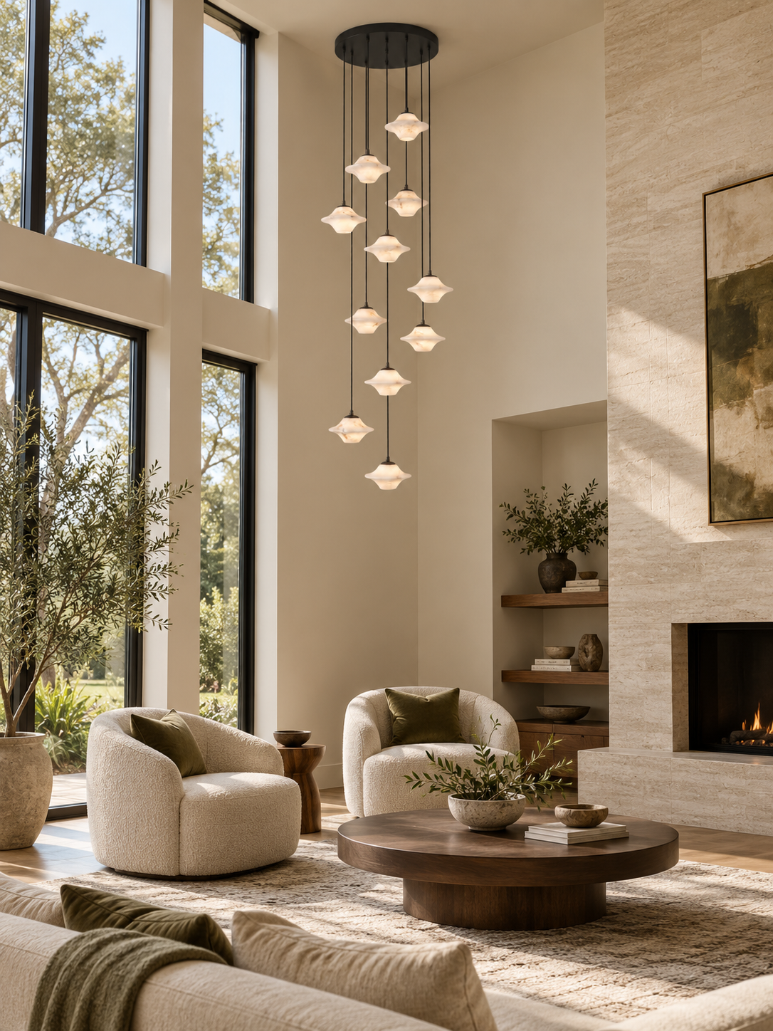 Saucer Alabaster Pendant Light