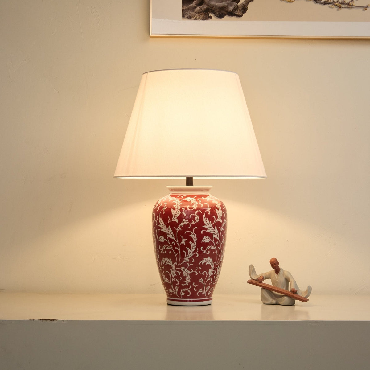 Scarlet Vine Ceramic Table Lamp