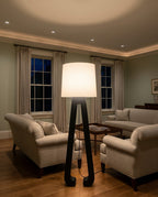 Sculptural A-Frame Wood Floor Lamp