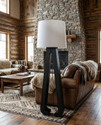 Sculptural A-Frame Wood Floor Lamp