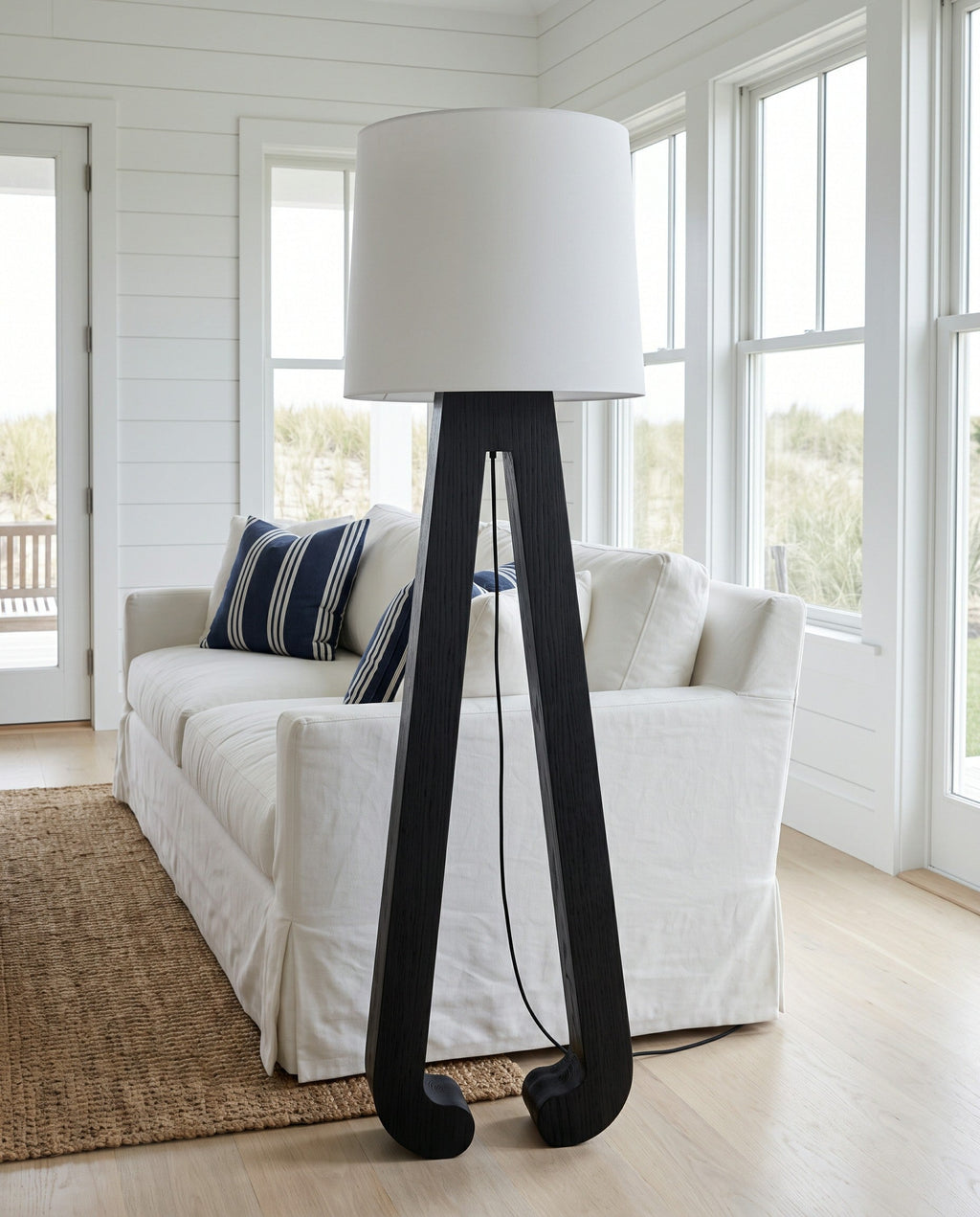 Sculptural A-Frame Wood Floor Lamp