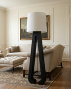 Sculptural A-Frame Wood Floor Lamp