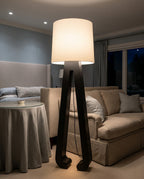 Sculptural A-Frame Wood Floor Lamp