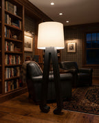 Sculptural A-Frame Wood Floor Lamp
