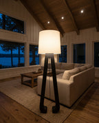 Sculptural A-Frame Wood Floor Lamp