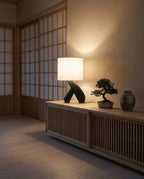 Sculptural Black Wood Table Lamp
