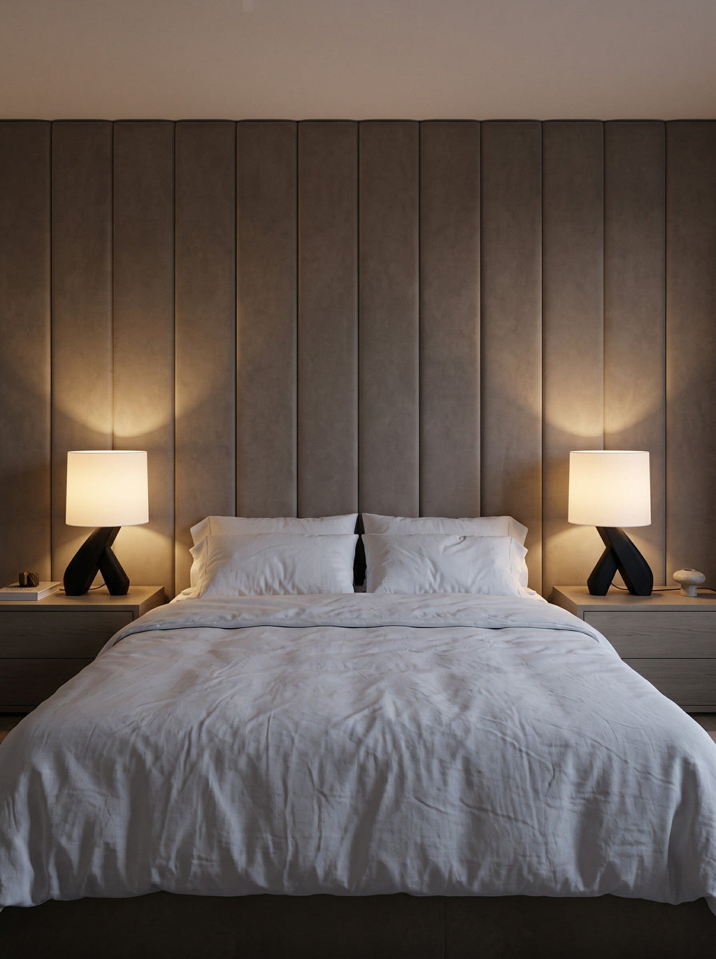 Sculptural Black Wood Table Lamp