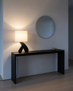 Sculptural Black Wood Table Lamp