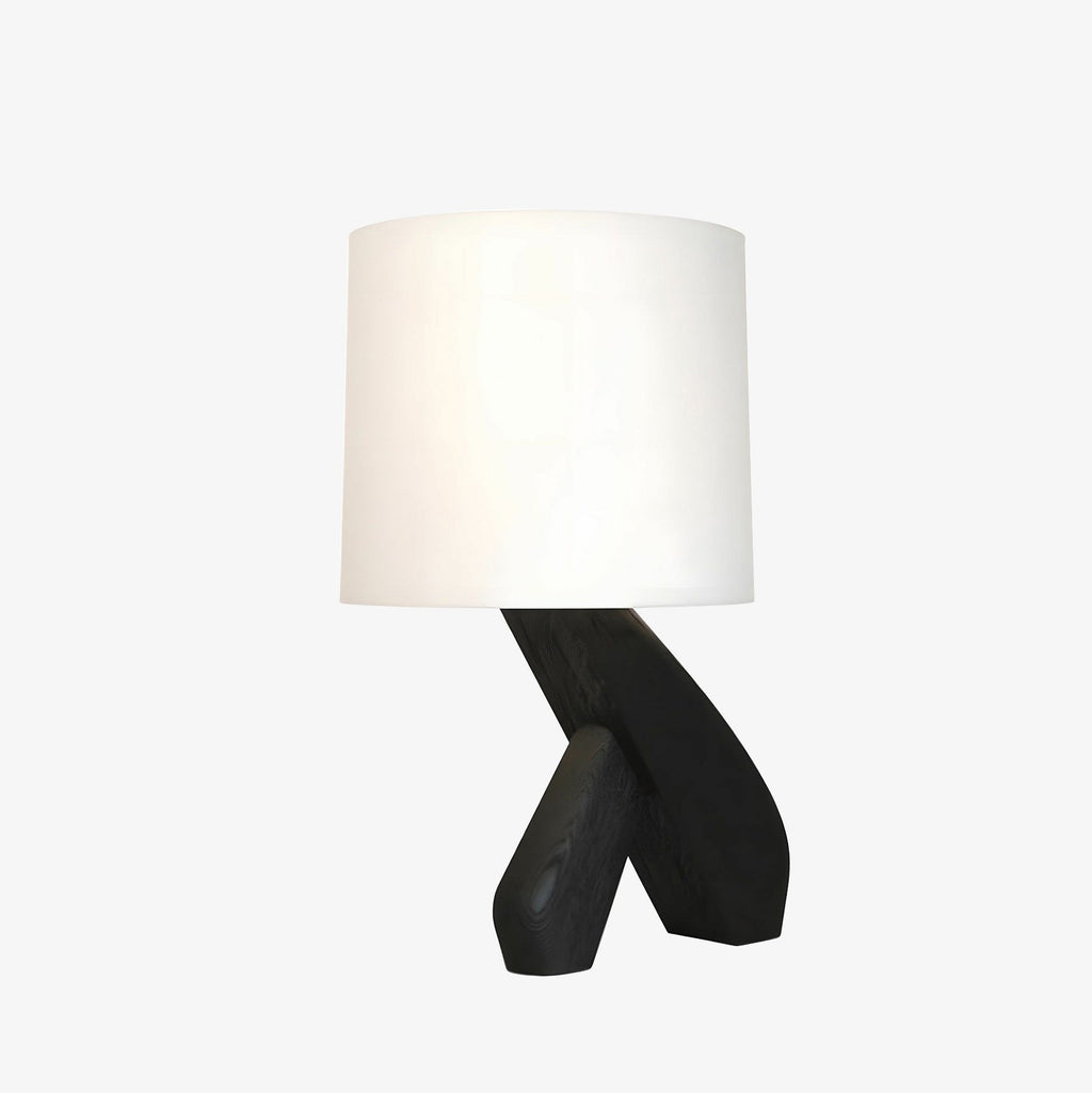 Sculptural Black Wood Table Lamp