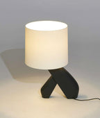 Sculptural Black Wood Table Lamp
