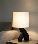 Sculptural Black Wood Table Lamp