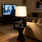 Sculptural Black Wood Table Lamp