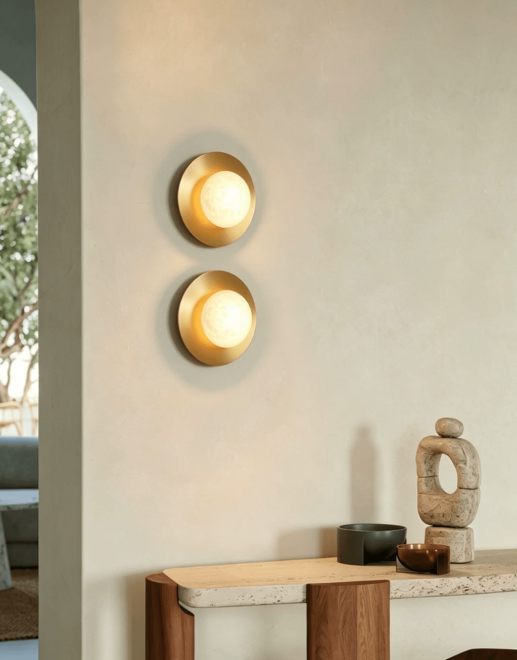 Selene Alabaster Moon Wall Sconce