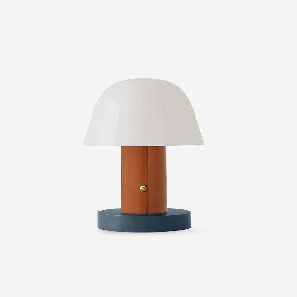 Serena Built-in Battery Table Light ∅ 7″ x H 8.6″ / Dia 18cm x H 22cm / Brown & White / Touch Switch Table lamp