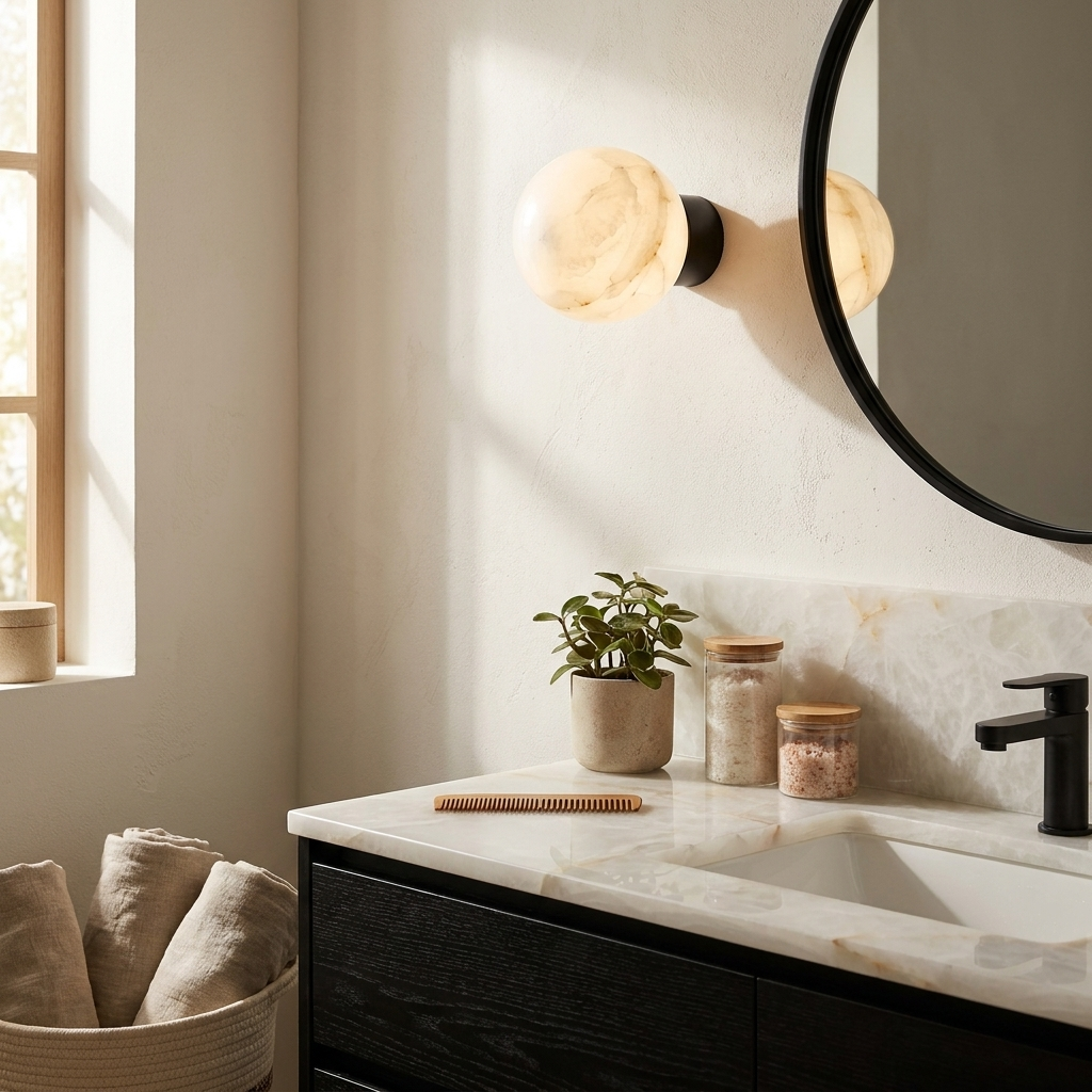 Sferanne Alabaster Sphere Wall Sconce