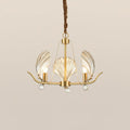 Shell Crystal Chandelier 3 heads ∅ 23.6″ x H 17.7″/ Dia 60cm x H 45cm / Brass & Amber Chandelier