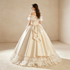 Elegantes Barock-Maxikleid aus Satin mit Chiffon-Details | Hochwertiges Bodenlanges Festkleid
