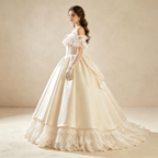 Elegantes Barock-Maxikleid aus Satin mit Chiffon-Details | Hochwertiges Bodenlanges Festkleid