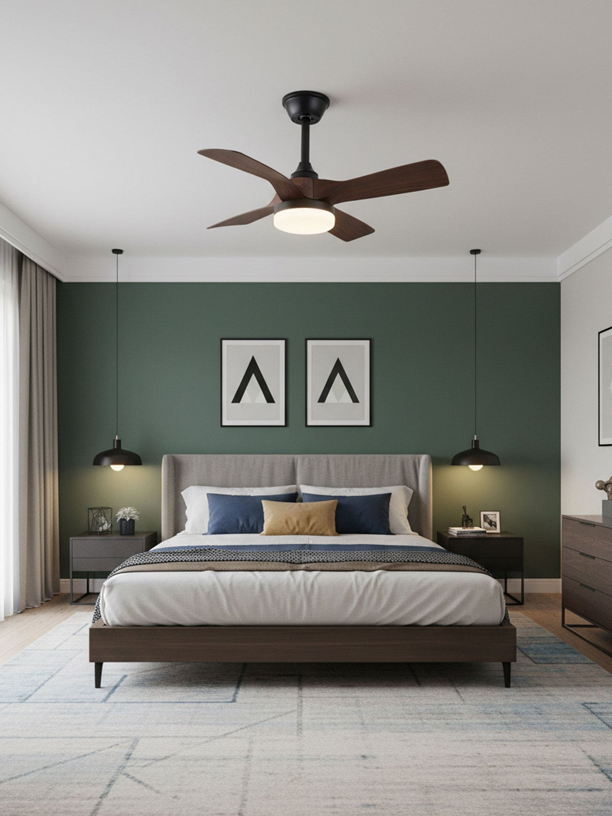 Silver Curve Ceiling Fan Light