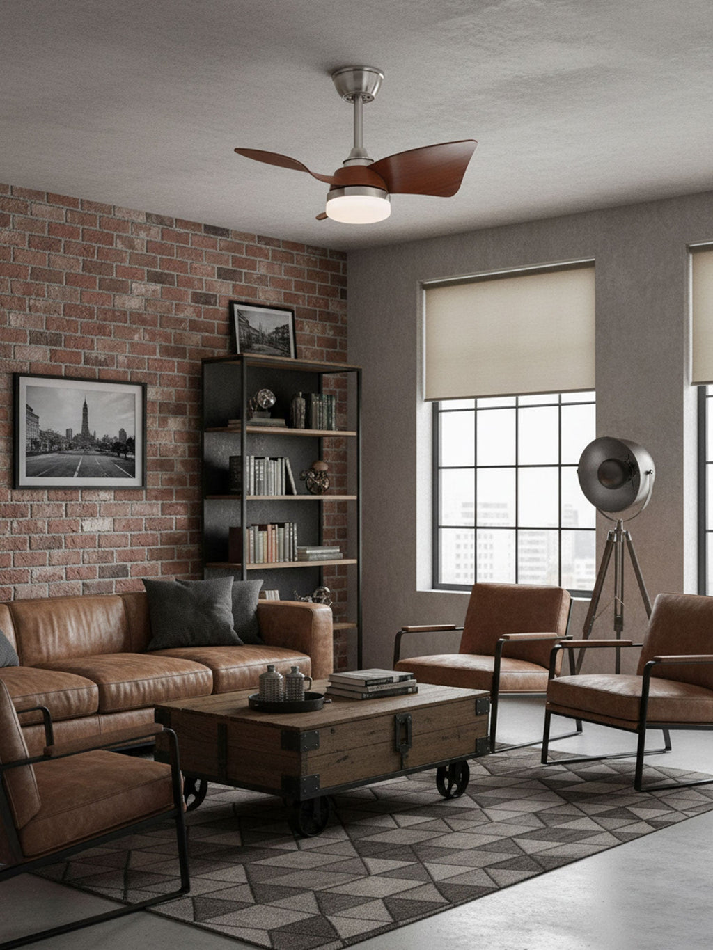 Silver Curve Ceiling Fan Light