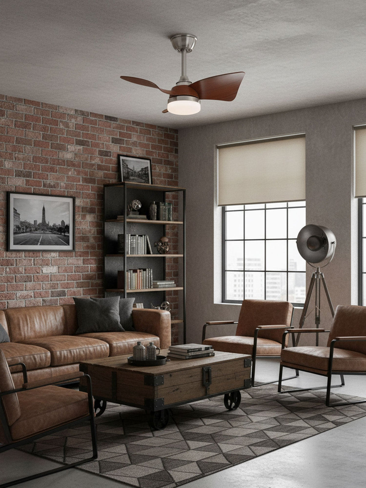 Silver Curve Ceiling Fan Light