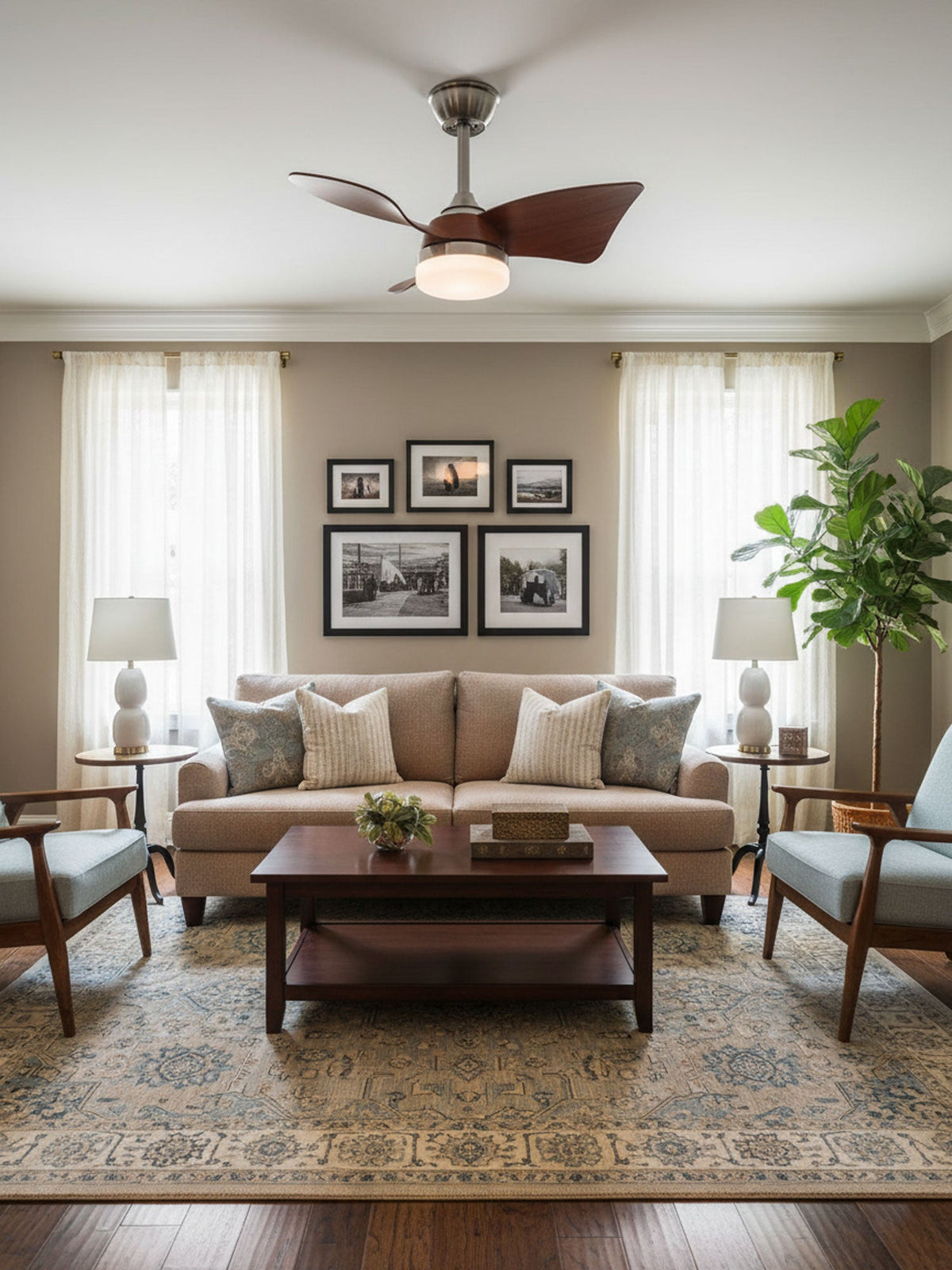 Silver Curve Ceiling Fan Light