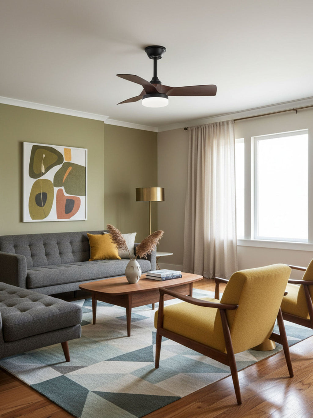 Silver Curve Ceiling Fan Light