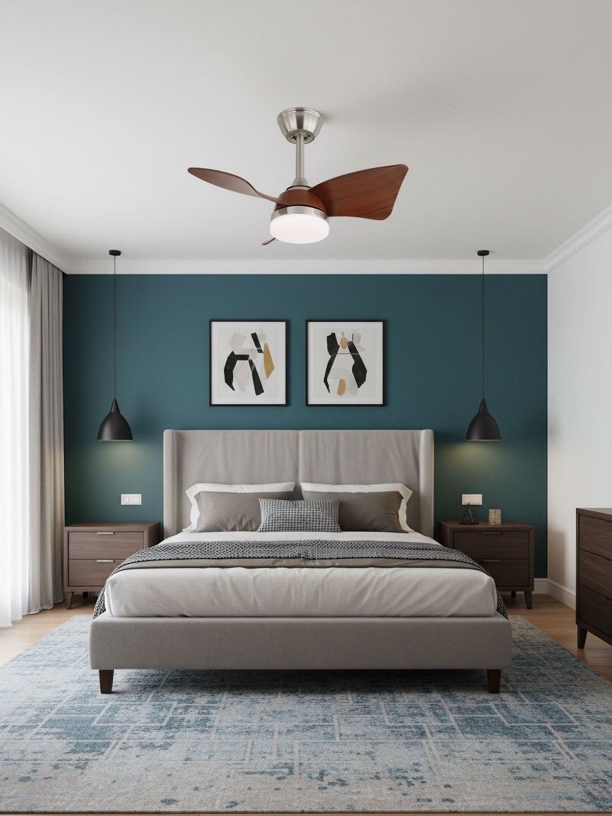 Silver Curve Ceiling Fan Light