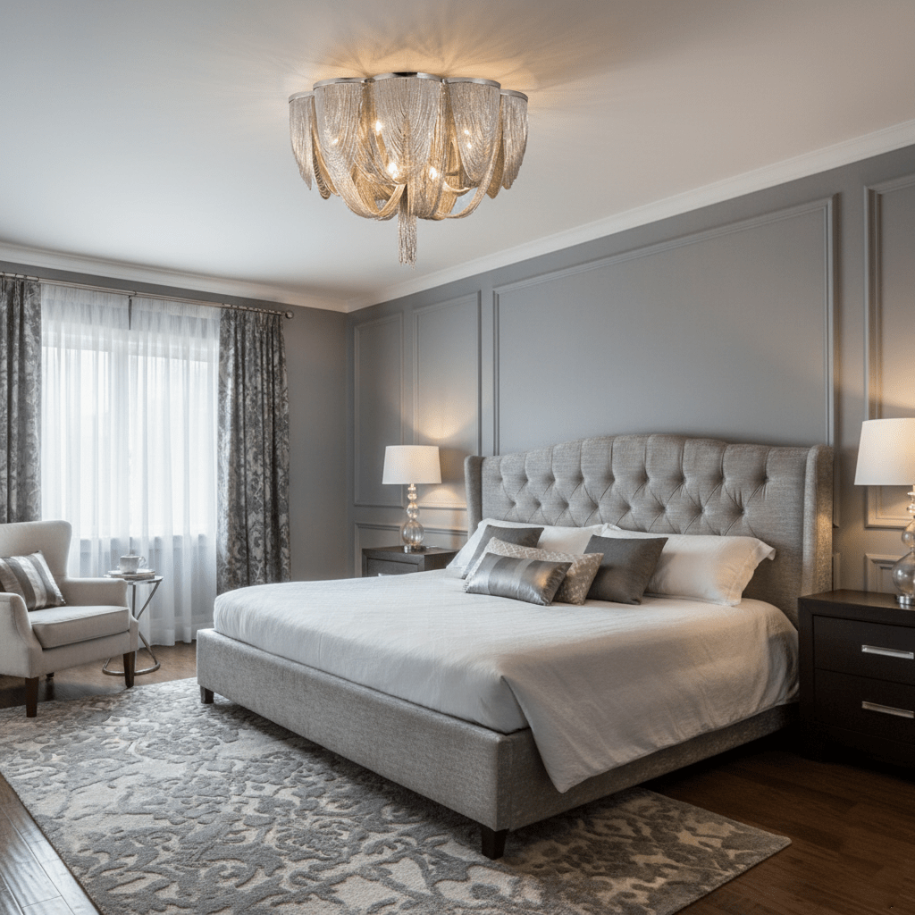 Silver Chain Tassel Ceiling Light