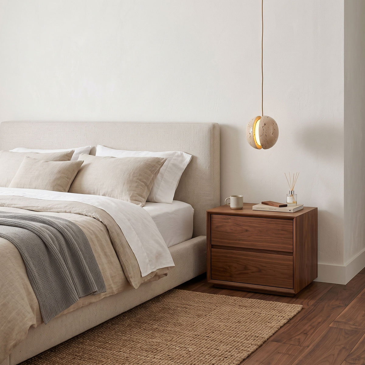Sliced Travertine Globe Pendant Lamp