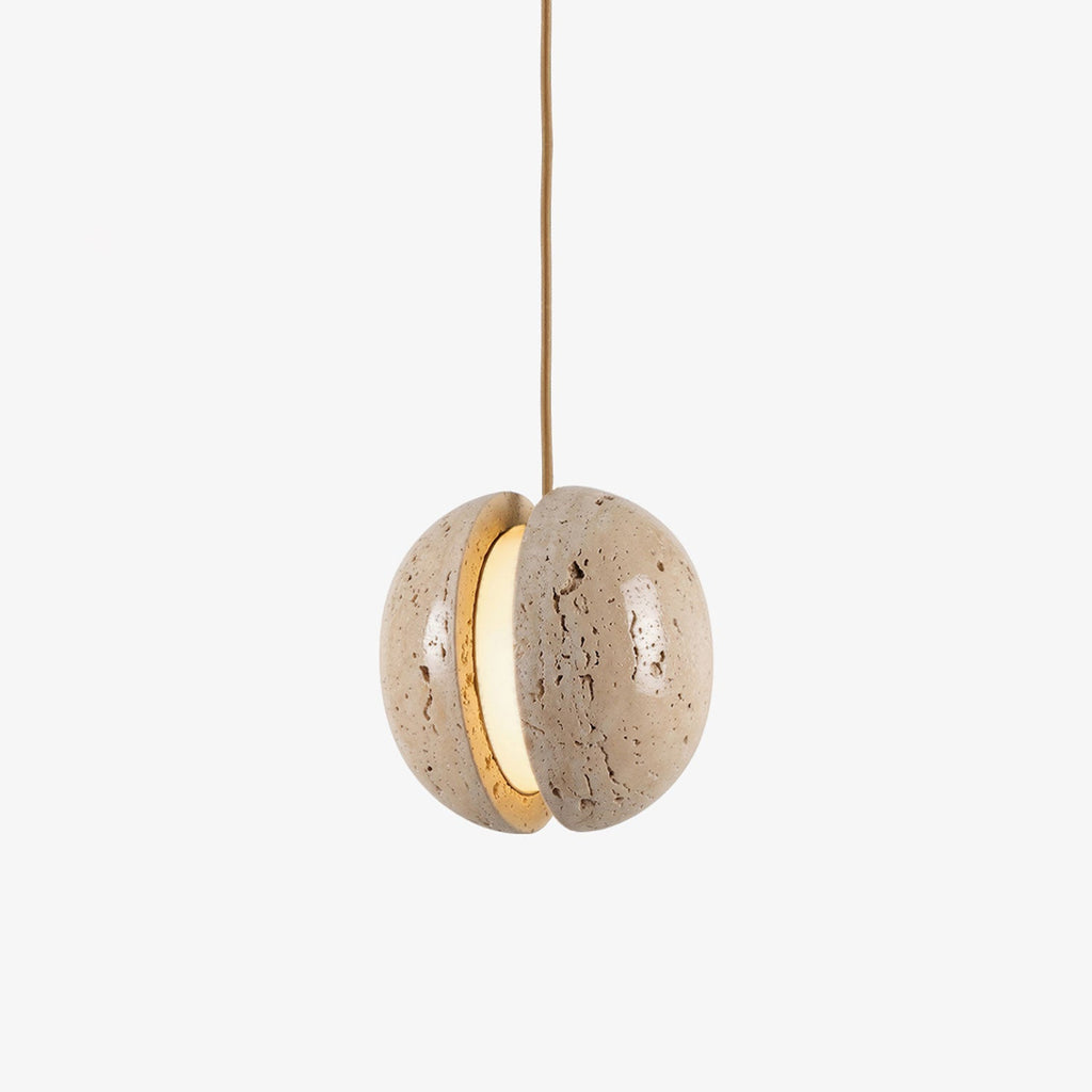 Sliced Travertine Globe Pendant Lamp