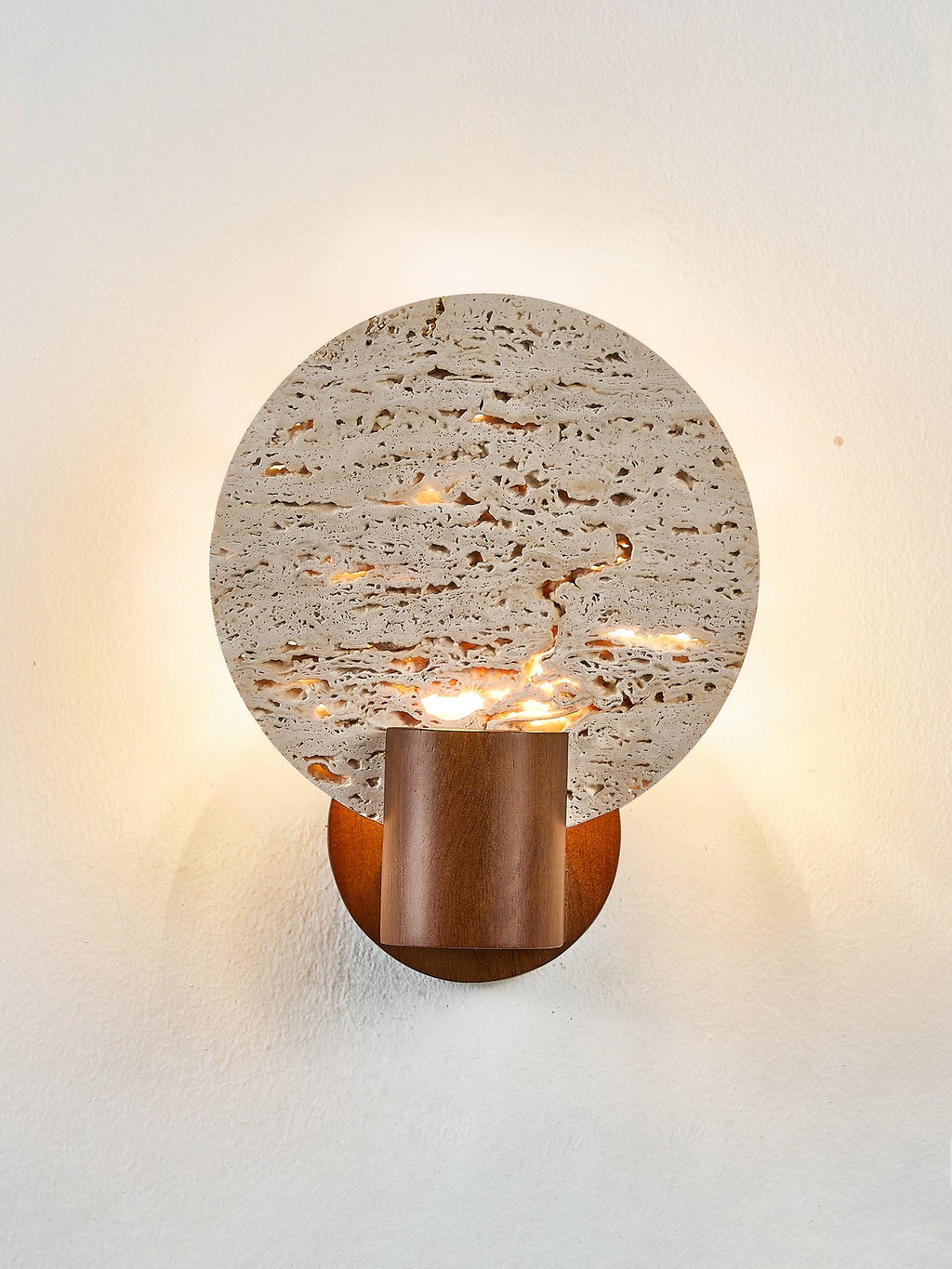 Solis Travertine Round Wall Light