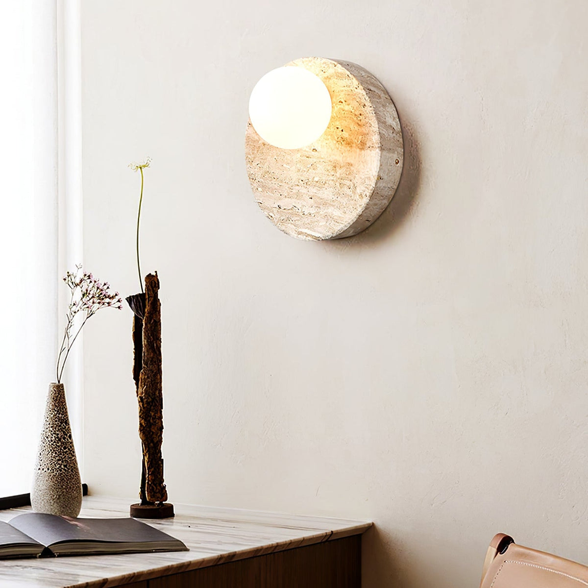 Sorella Travertine Sconce