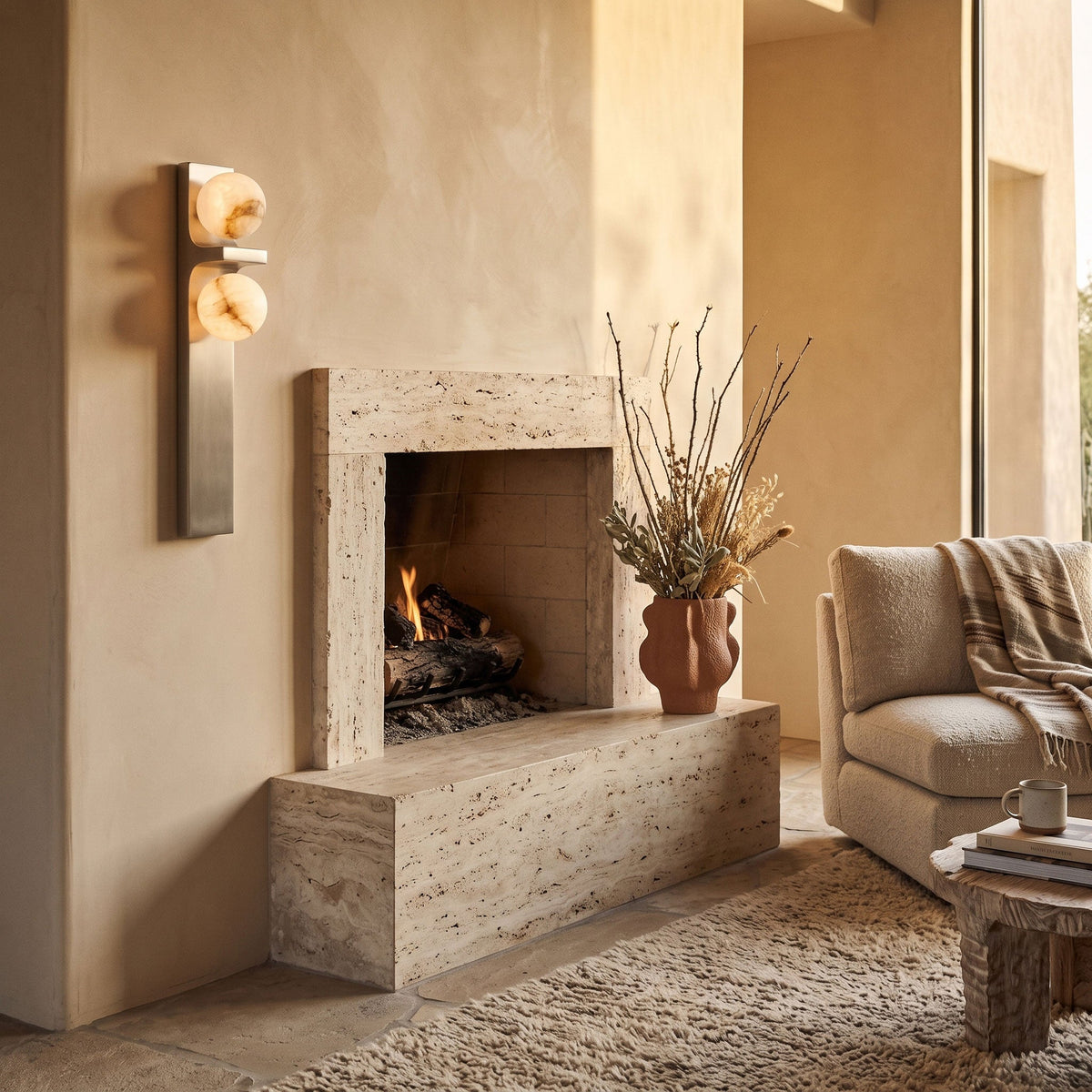 Sorelle Alabaster Double Globe Wall Sconce
