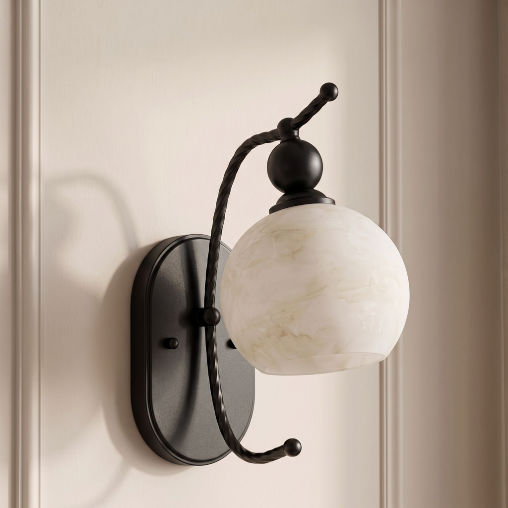 Spirelle Twisted Arm Alabaster Wall Sconce