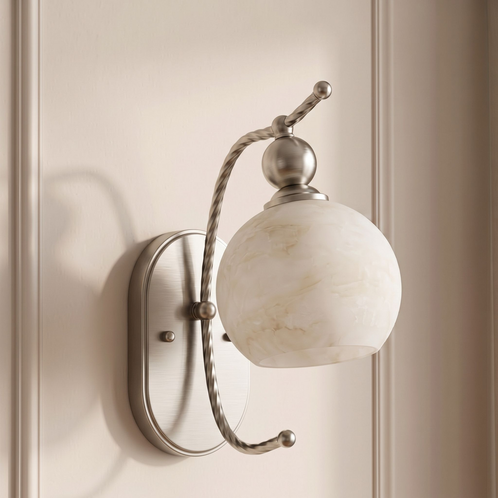 Spirelle Twisted Arm Alabaster Wall Sconce