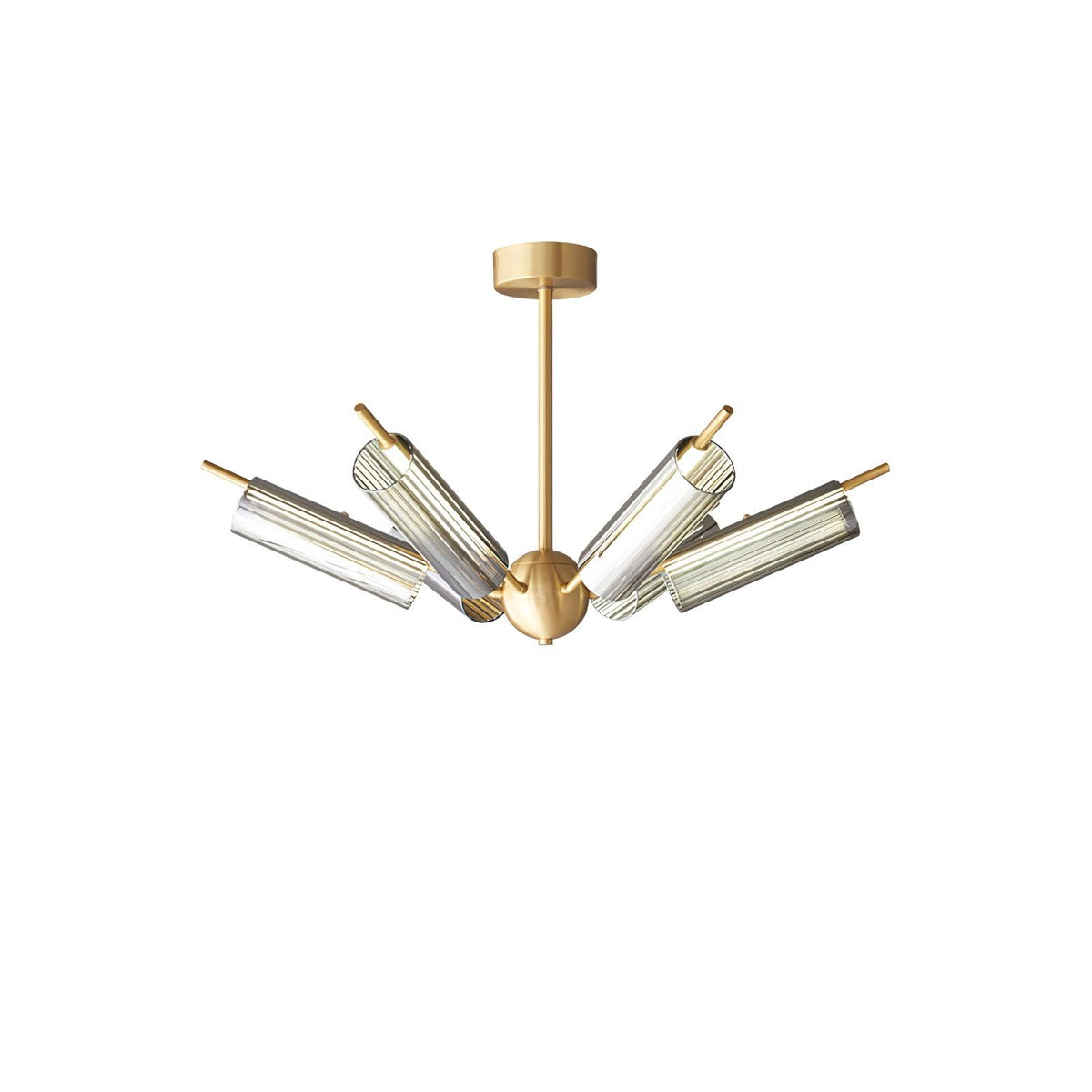 Sputnik Brass Chandelier Model B 6 Heads ∅ 31.1″ x H 7.9″ / Dia 79cm x H 20cm / Brass & Smoke gray / Warm Light