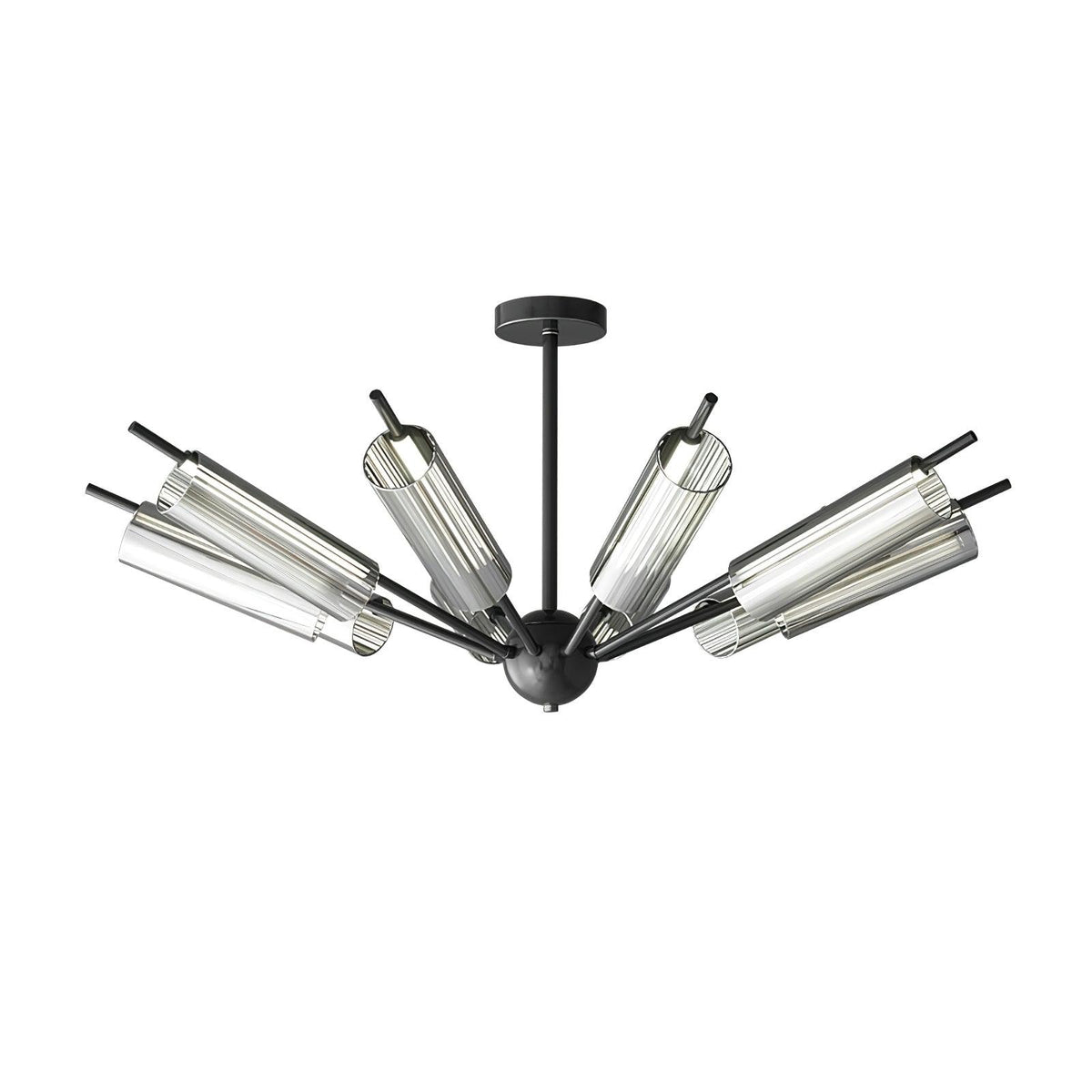 Sputnik Brass Chandelier Model B 10 Heads ∅ 39.4″ x H 7.9″ / Dia 100cm x H 20cm / Black & Smoke gray / Warm Light
