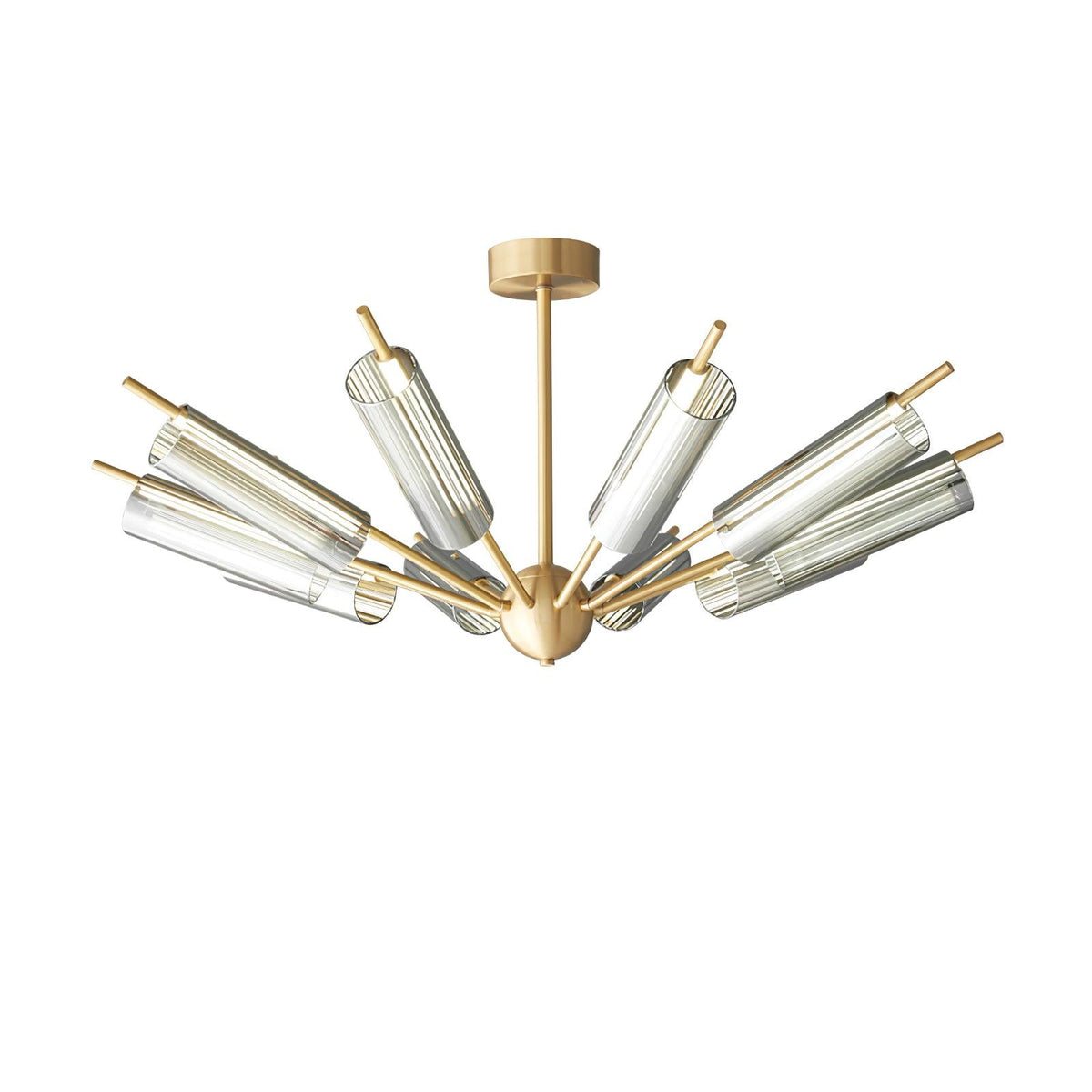 Sputnik Brass Chandelier Model B 10 Heads ∅ 39.4″ x H 7.9″ / Dia 100cm x H 20cm / Brass & Smoke gray / Warm Light