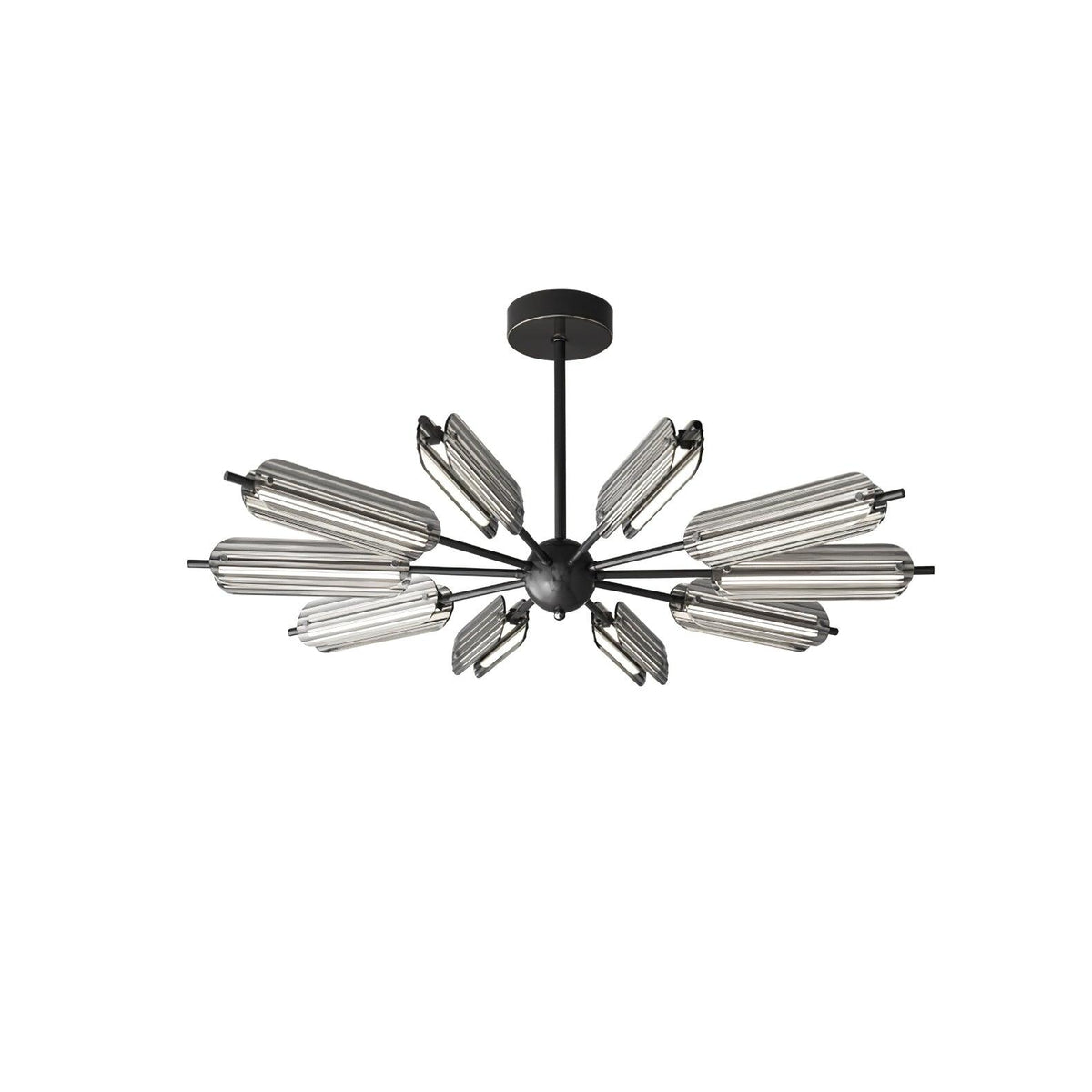 Sputnik Brass Chandelier Model A 10 Heads ∅ 39.4″ x H 4.7″ / Dia 100cm x H 12cm / Black & Smoke gray / Warm Light