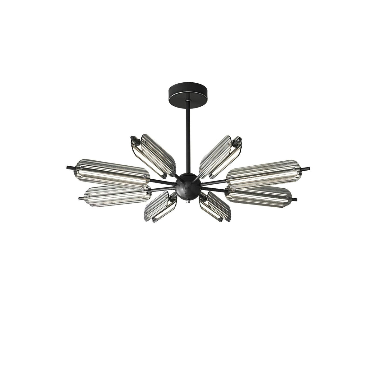 Sputnik Brass Chandelier Model A 8 Heads ∅ 35.4″ x H 4.7″ / Dia 90cm x H 12cm / Black & Smoke gray / Warm Light