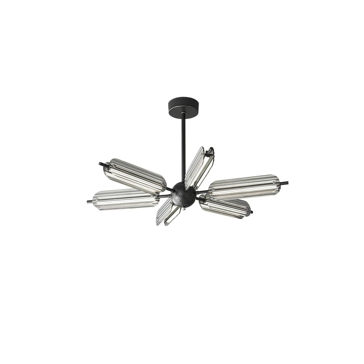 Sputnik Brass Chandelier Model A 6 Heads ∅ 31.5″ x H 4.7″ / Dia 80cm x H 12cm / Black & Smoke gray / Warm Light