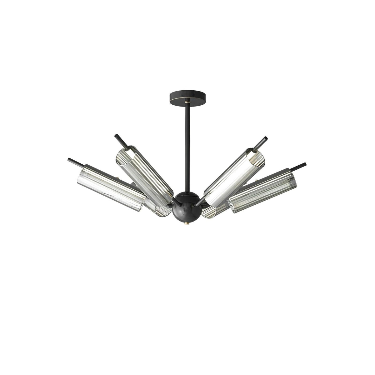 Sputnik Brass Chandelier Model B 6 Heads ∅ 31.1″ x H 7.9″ / Dia 79cm x H 20cm / Black & Smoke gray / Warm Light