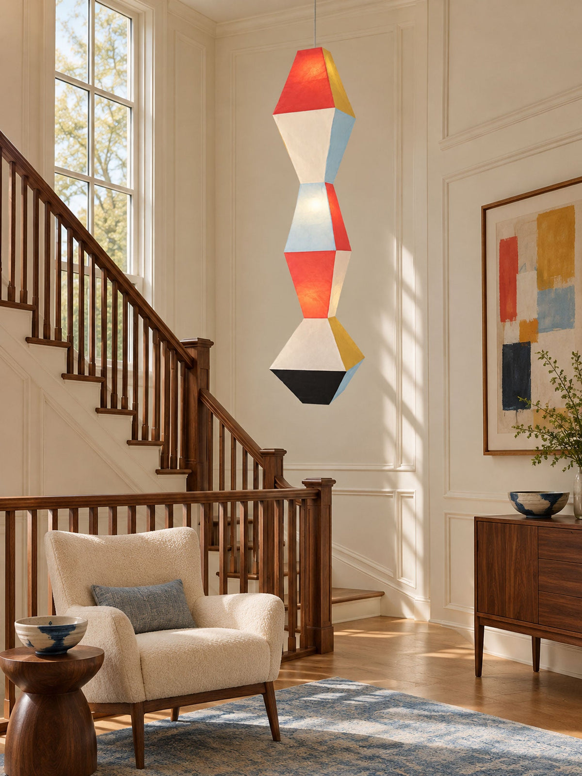Stacked Geometric Rice Paper Pendant Lamp